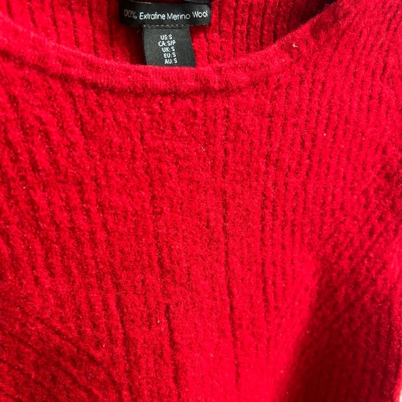 Cynthia Rowley Red Ribbed Merino Wool Sweater - Picture 3 of 3